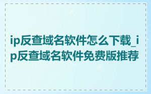 ip反查域名软件怎么下载_ip反查域名软件免费版推荐