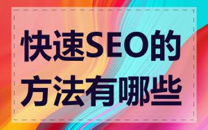 快速SEO的方法有哪些