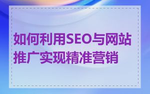 如何利用SEO与网站推广实现精准营销