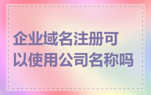 企业域名注册可以使用公司名称吗