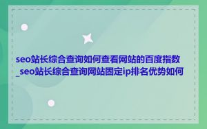 seo站长综合查询如何查看网站的百度指数_seo站长综合查询网站固定ip排名优势如何