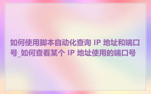 如何使用脚本自动化查询 IP 地址和端口号_如何查看某个 IP 地址使用的端口号