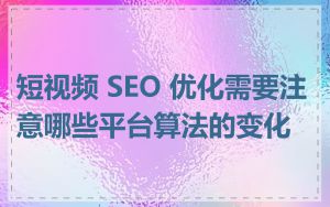短视频 SEO 优化需要注意哪些平台算法的变化
