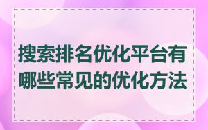 搜索排名优化平台有哪些常见的优化方法