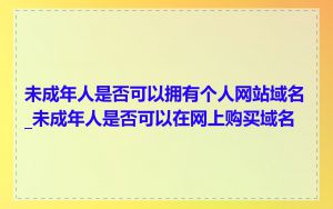 未成年人是否可以拥有个人网站域名_未成年人是否可以在网上购买域名