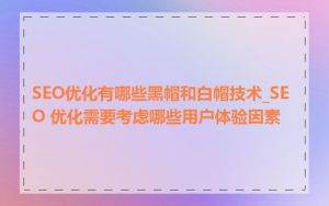 SEO优化有哪些黑帽和白帽技术_SEO 优化需要考虑哪些用户体验因素