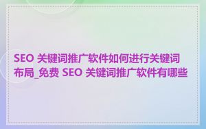 SEO 关键词推广软件如何进行关键词布局_免费 SEO 关键词推广软件有哪些