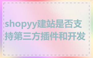 shopyy建站是否支持第三方插件和开发