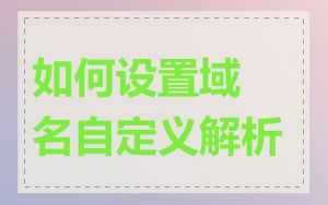 如何设置域名自定义解析