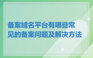 备案域名平台有哪些常见的备案问题及解决方法