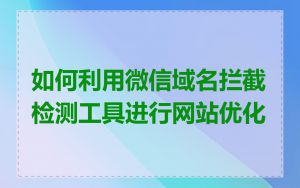 如何利用微信域名拦截检测工具进行网站优化