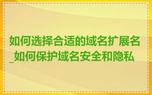 如何选择合适的域名扩展名_如何保护域名安全和隐私