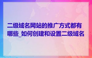二级域名网站的推广方式都有哪些_如何创建和设置二级域名