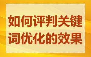 如何评判关键词优化的效果