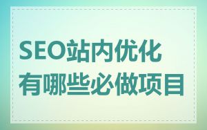 SEO站内优化有哪些必做项目