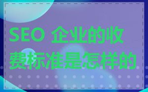 SEO 企业的收费标准是怎样的