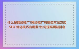 什么是网络推广?网络推广有哪些常见方式_SEO 优化技巧有哪些?如何提高网站排名