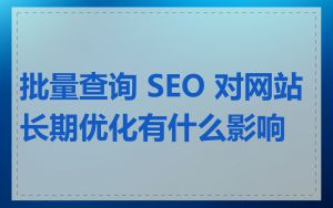 批量查询 SEO 对网站长期优化有什么影响