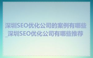 深圳SEO优化公司的案例有哪些_深圳SEO优化公司有哪些推荐