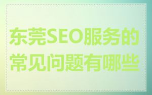 东莞SEO服务的常见问题有哪些