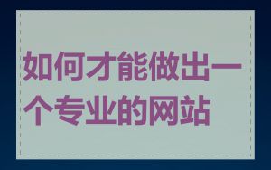 如何才能做出一个专业的网站