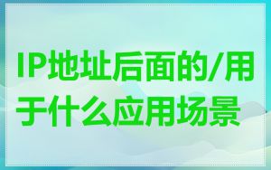 IP地址后面的/用于什么应用场景