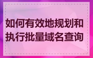 如何有效地规划和执行批量域名查询