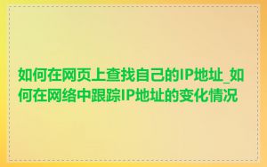 如何在网页上查找自己的IP地址_如何在网络中跟踪IP地址的变化情况