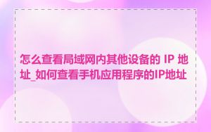怎么查看局域网内其他设备的 IP 地址_如何查看手机应用程序的IP地址