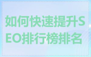 如何快速提升SEO排行榜排名