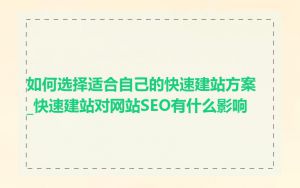 如何选择适合自己的快速建站方案_快速建站对网站SEO有什么影响