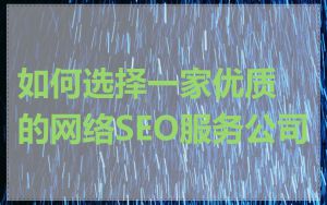如何选择一家优质的网络SEO服务公司