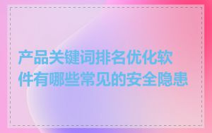 产品关键词排名优化软件有哪些常见的安全隐患