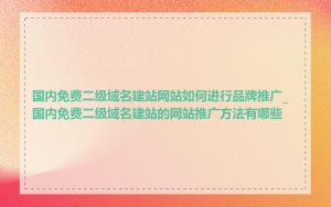 国内免费二级域名建站网站如何进行品牌推广_国内免费二级域名建站的网站推广方法有哪些