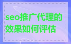 seo推广代理的效果如何评估
