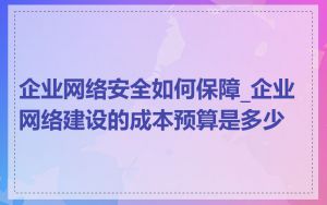 企业网络安全如何保障_企业网络建设的成本预算是多少