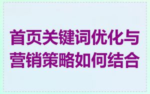 首页关键词优化与营销策略如何结合