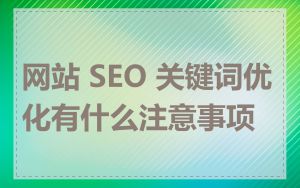 网站 SEO 关键词优化有什么注意事项