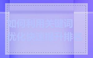 如何利用关键词优化快速提升排名