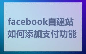 facebook自建站如何添加支付功能