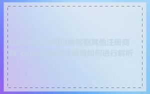 com.au域名可以转移到其他注册商吗_com.au域名注册后如何进行解析