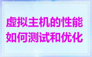 虚拟主机的性能如何测试和优化