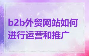 b2b外贸网站如何进行运营和推广