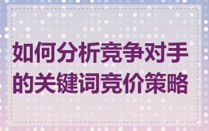 如何分析竞争对手的关键词竞价策略