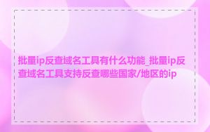 批量ip反查域名工具有什么功能_批量ip反查域名工具支持反查哪些国家/地区的ip