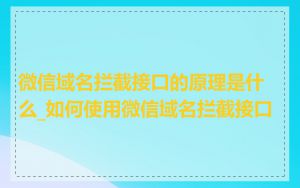 微信域名拦截接口的原理是什么_如何使用微信域名拦截接口