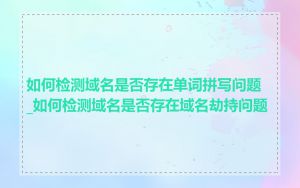 如何检测域名是否存在单词拼写问题_如何检测域名是否存在域名劫持问题
