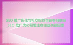 SEO 推广优化与社交媒体营销有何联系_SEO 推广优化需要注意哪些关键因素