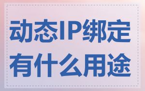 动态IP绑定有什么用途