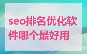 seo排名优化软件哪个最好用